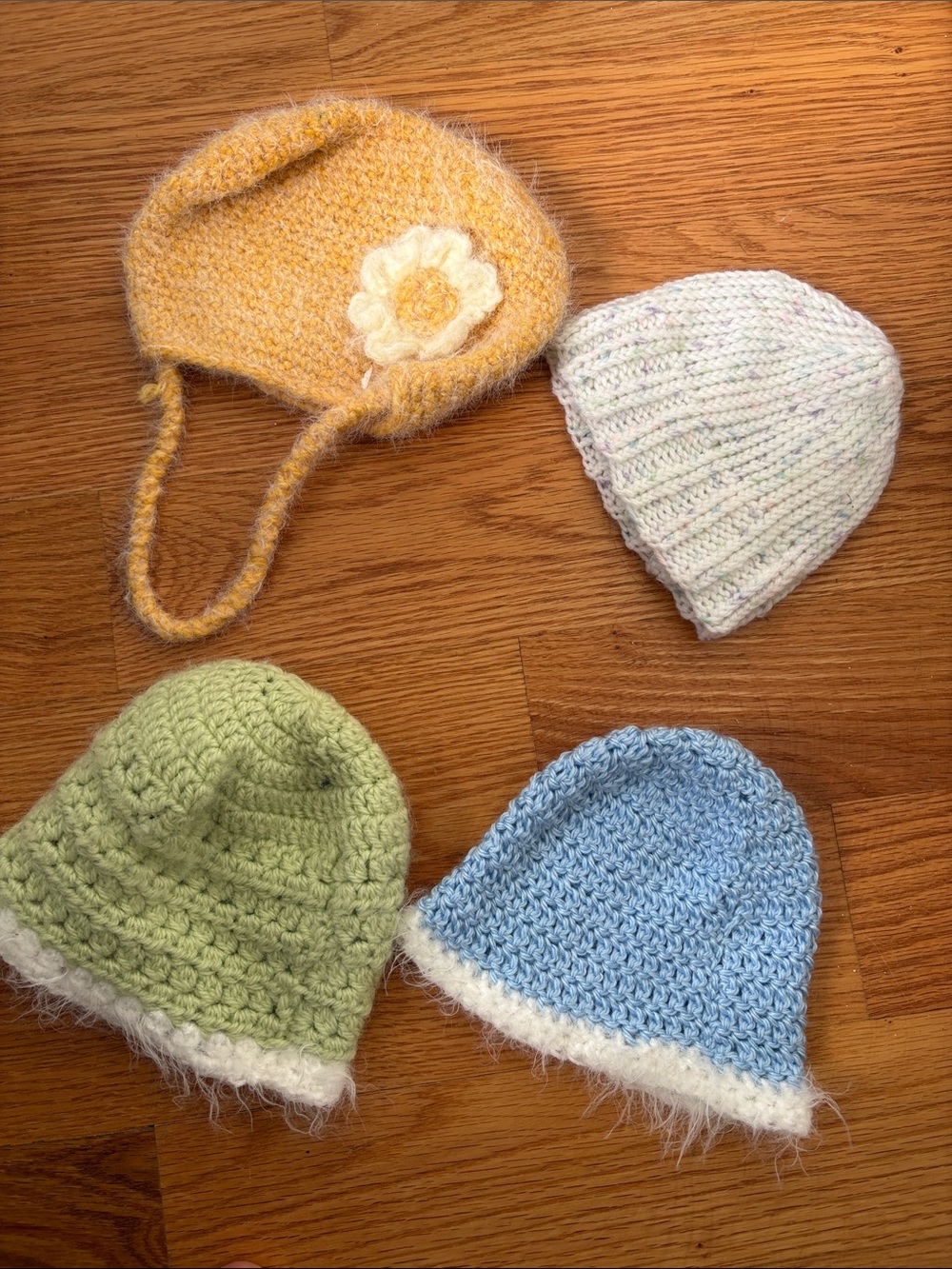 Hand knit baby hats